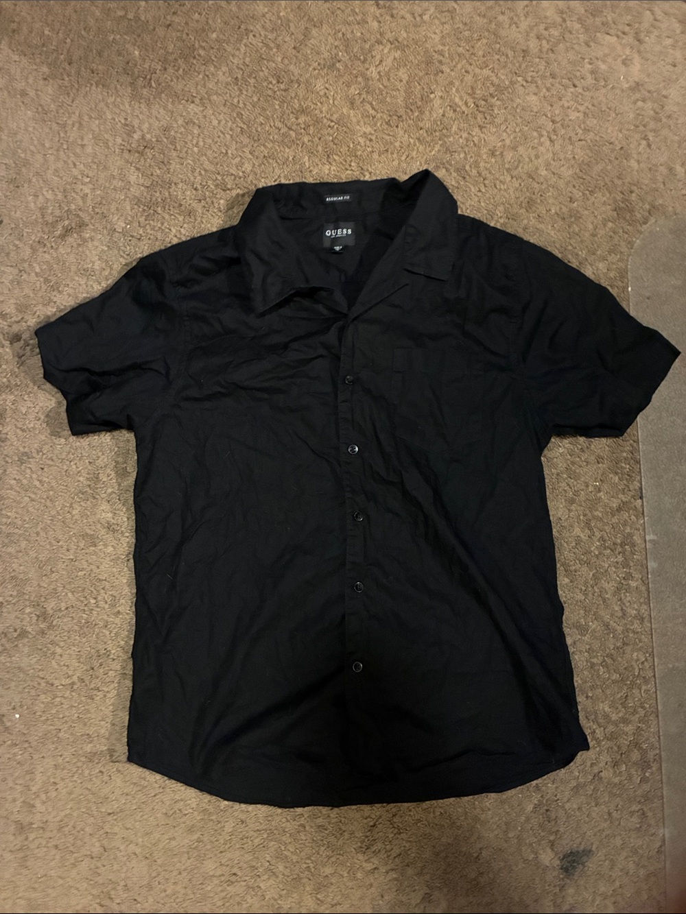 Guess Black Short-Sleeve Button-Down Camp Shirt